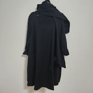 Jimmy Hourihan Wool Cashmere A-line Coat With Scarf O/S Black